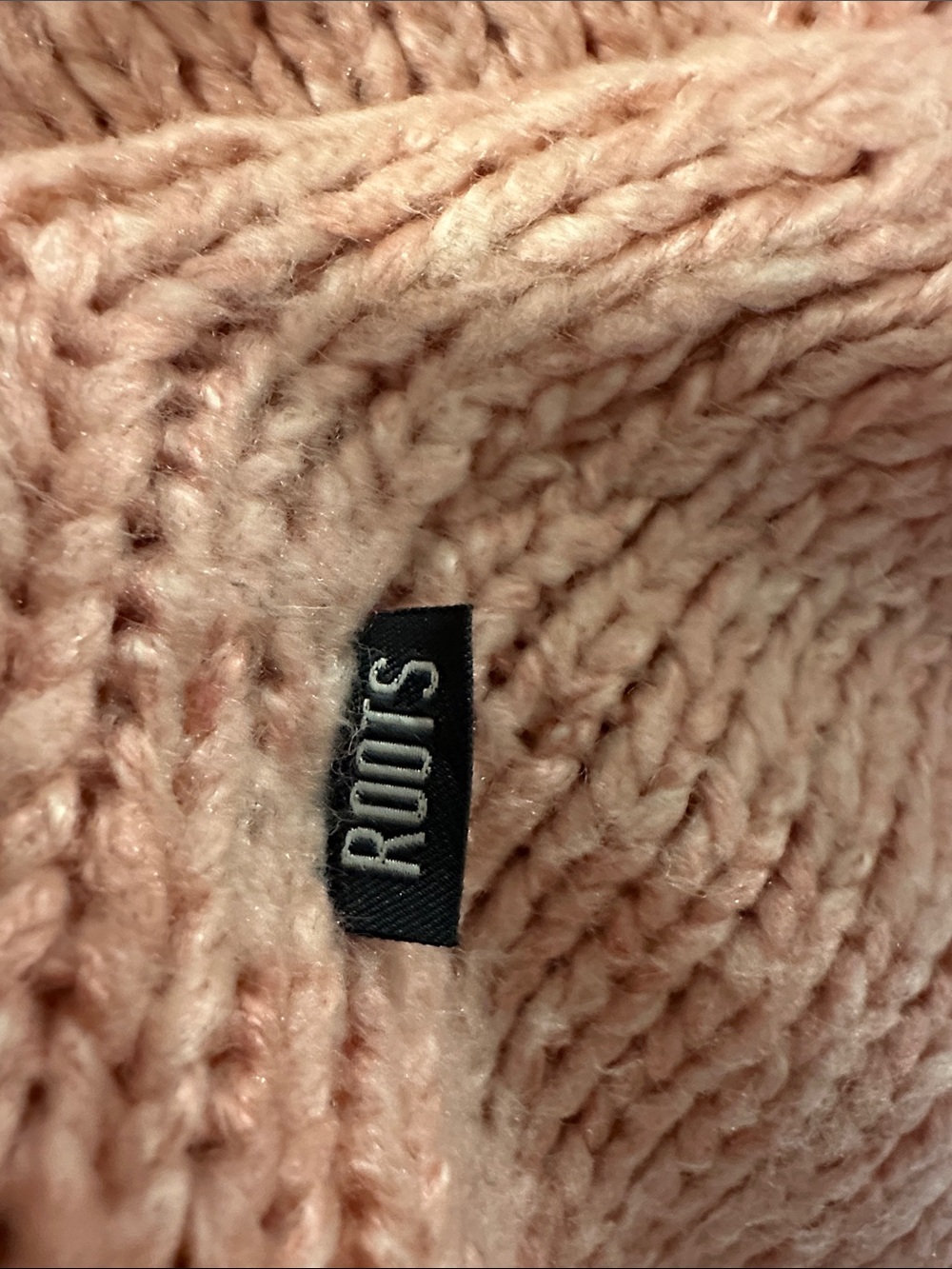 ROOTS Blush Pink Chunky Knit Turtleneck Sweater Oversized Cozy Pullover Sz XL - Picture 4 of 9